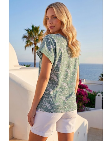 Roman Petite Lace Trim V-Neck Top