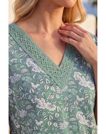 Roman Petite Lace Trim V-Neck Top
