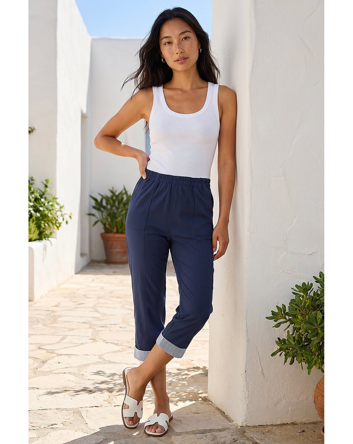 New In - Roman Petite Crop Turn Up Trouser