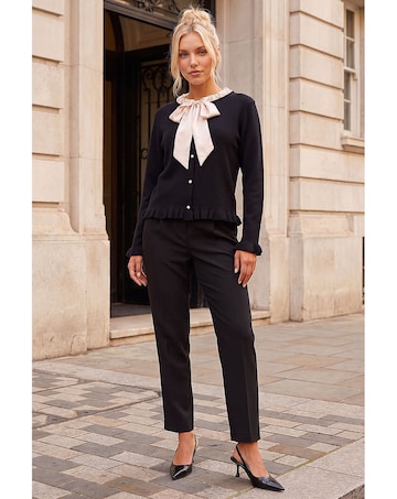 Roman Petite Tie Neck Frill Hem Cardigan