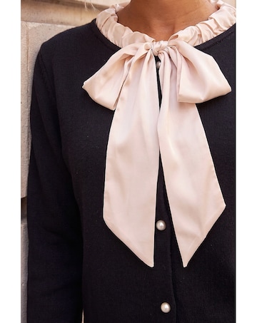 Roman Petite Tie Neck Frill Hem Cardigan