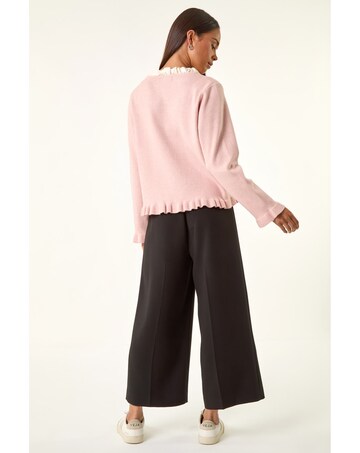 Roman Petite Tie Neck Frill Hem Cardigan