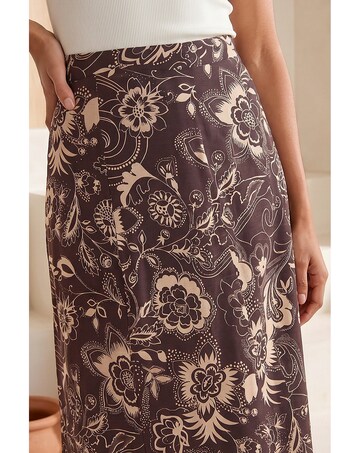 Roman Paisley Swirl Print Midi Skirt