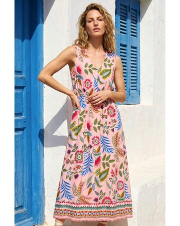 Roman Tropical Floral Midi Dress