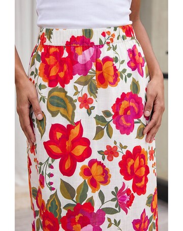 Roman Dusk Floral A-Line Midi Skirt