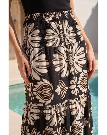 Roman Printed Tiered Shirred Maxi Skirt