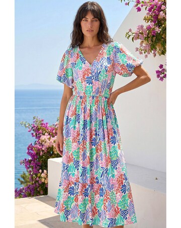Roman Abstract Print Button Midi Dress