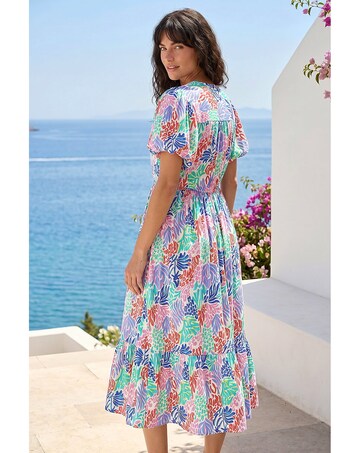 Roman Abstract Print Button Midi Dress