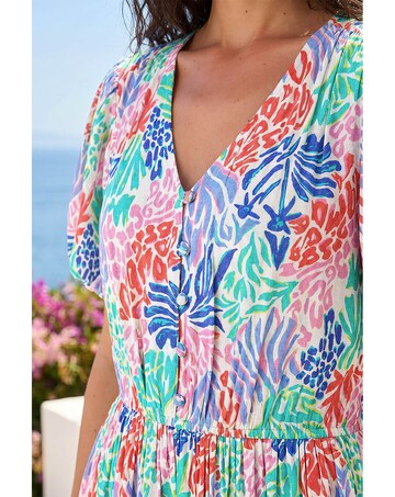 Roman Abstract Print Button Midi Dress