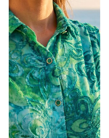 Roman Floral Print Jacquard Blouse