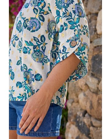 Roman Floral Foil Print Top