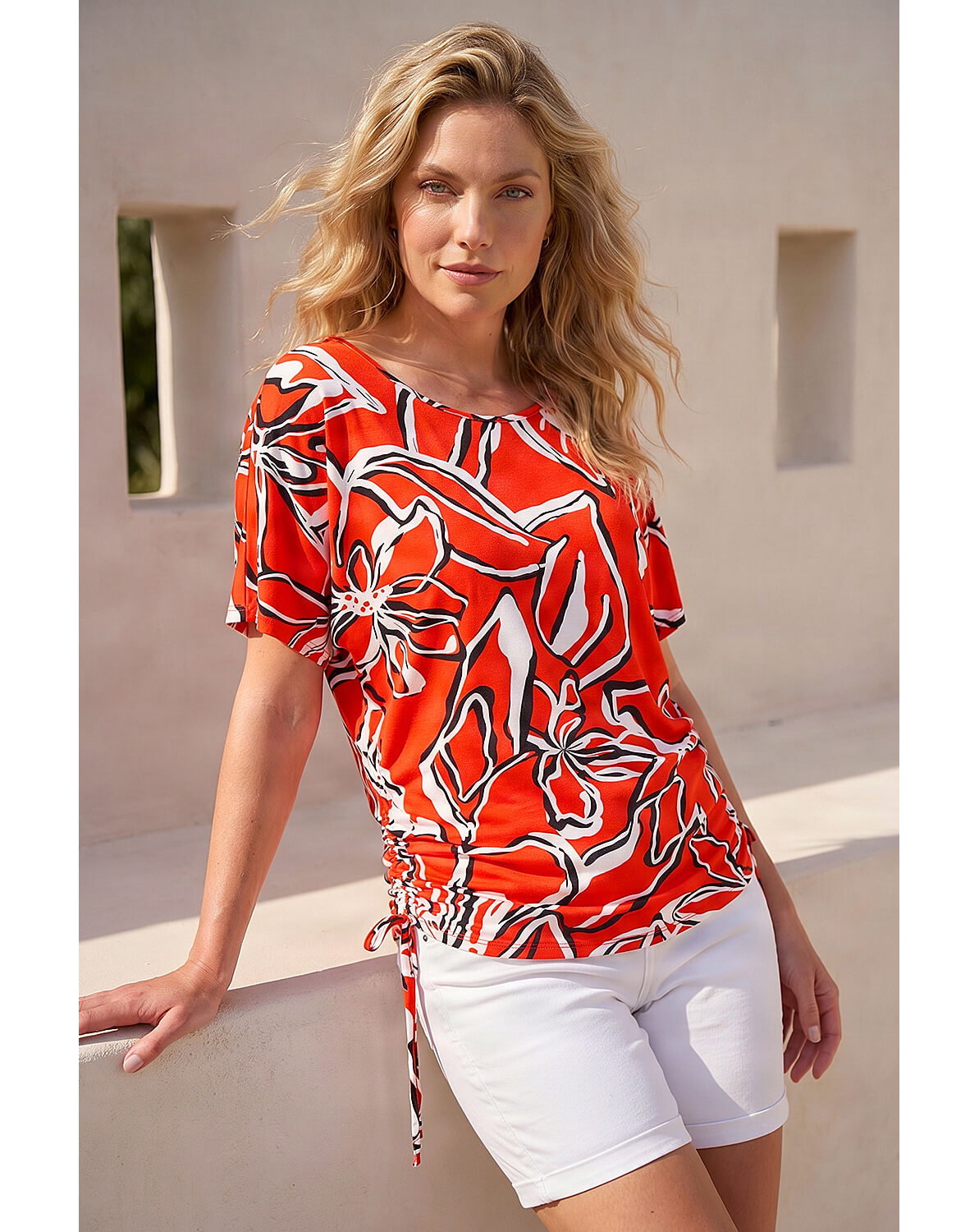 New In - Roman Printed Ruched Top
