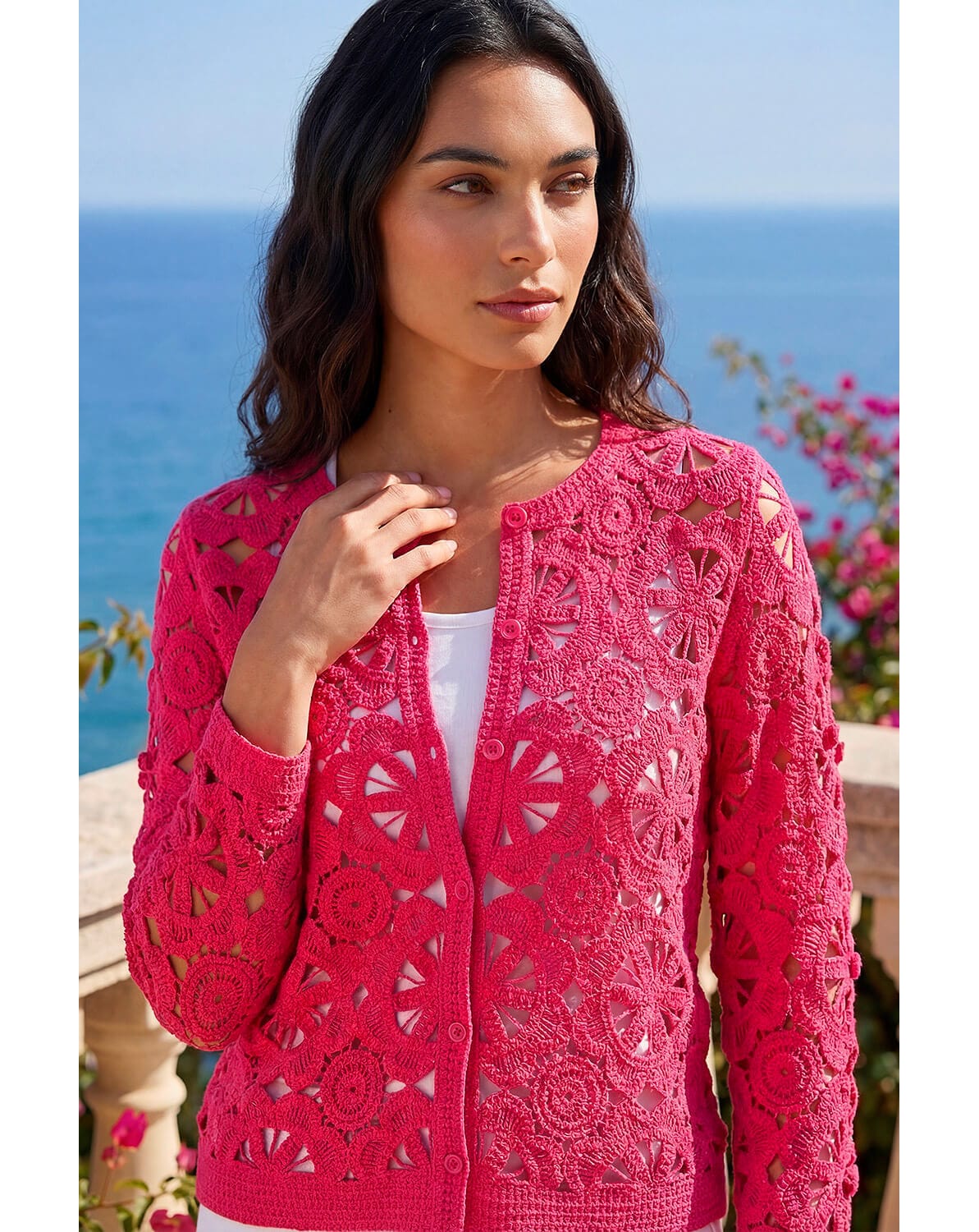 New In - Roman Crochet Knit Cardigan