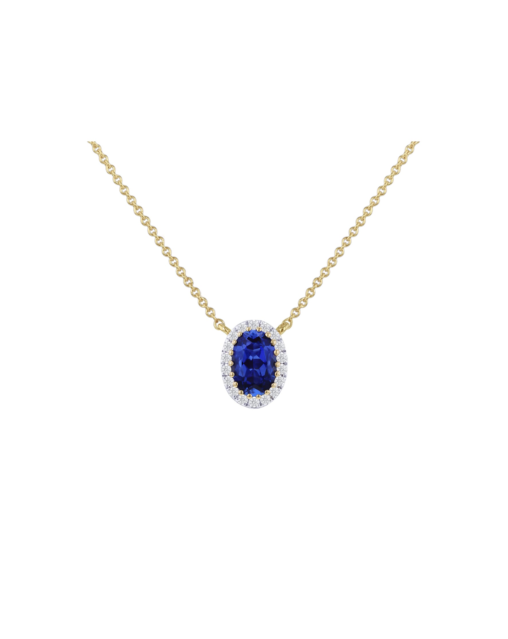 New In - 9ct Yellow Gold Lab Diamond Sapphire Nkl