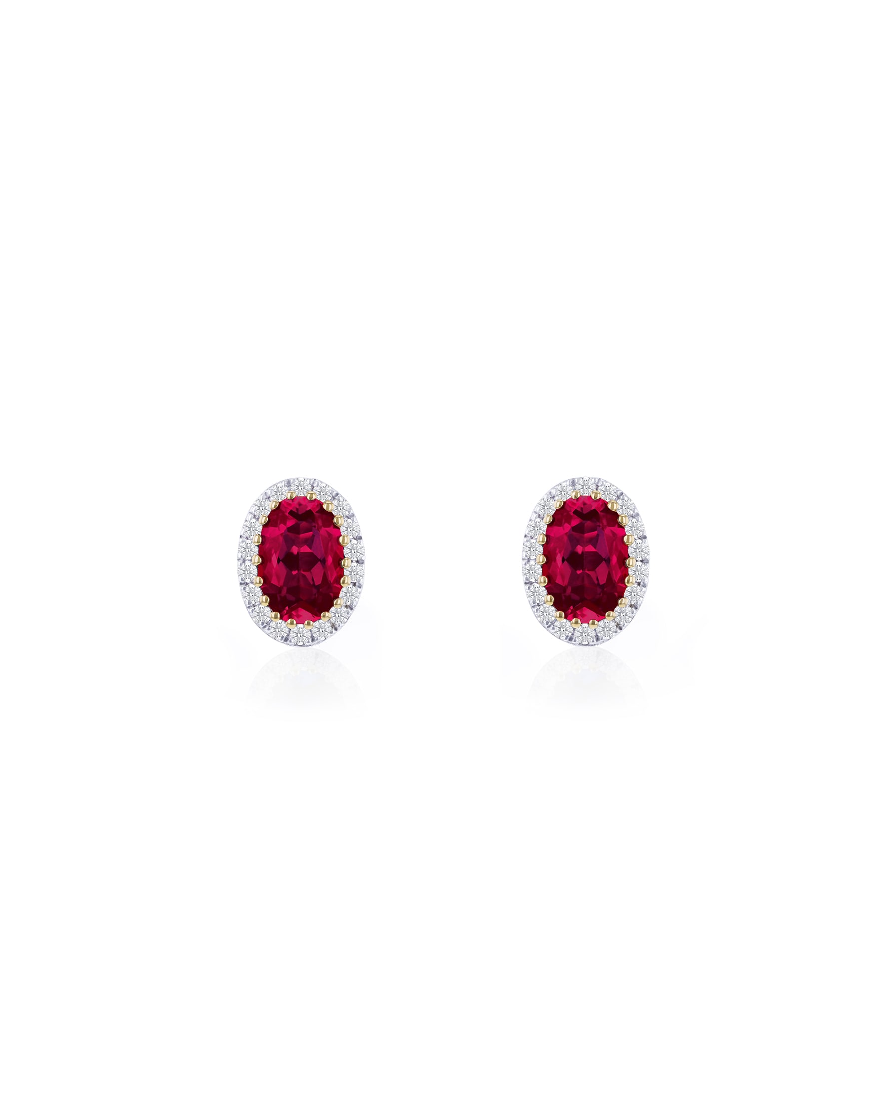 New In - 9ct Yellow Gold Lab Diamond Ruby Earring