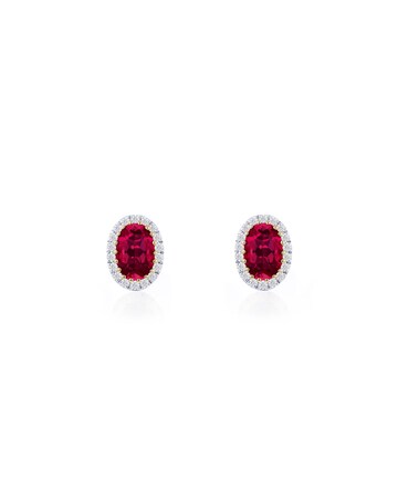 9ct Yellow Gold Lab Diamond Ruby Earring