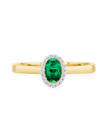 9ct Yellow Gold Lab Diamond Emerald Ring