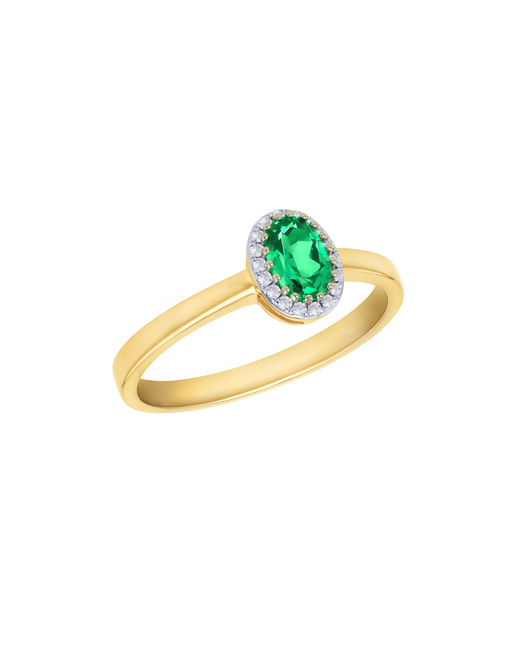 New In - 9ct Yellow Gold Lab Diamond Emerald Ring