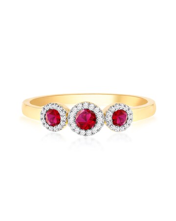 9ct Yellow Gold Lab Diamond Ruby Ring