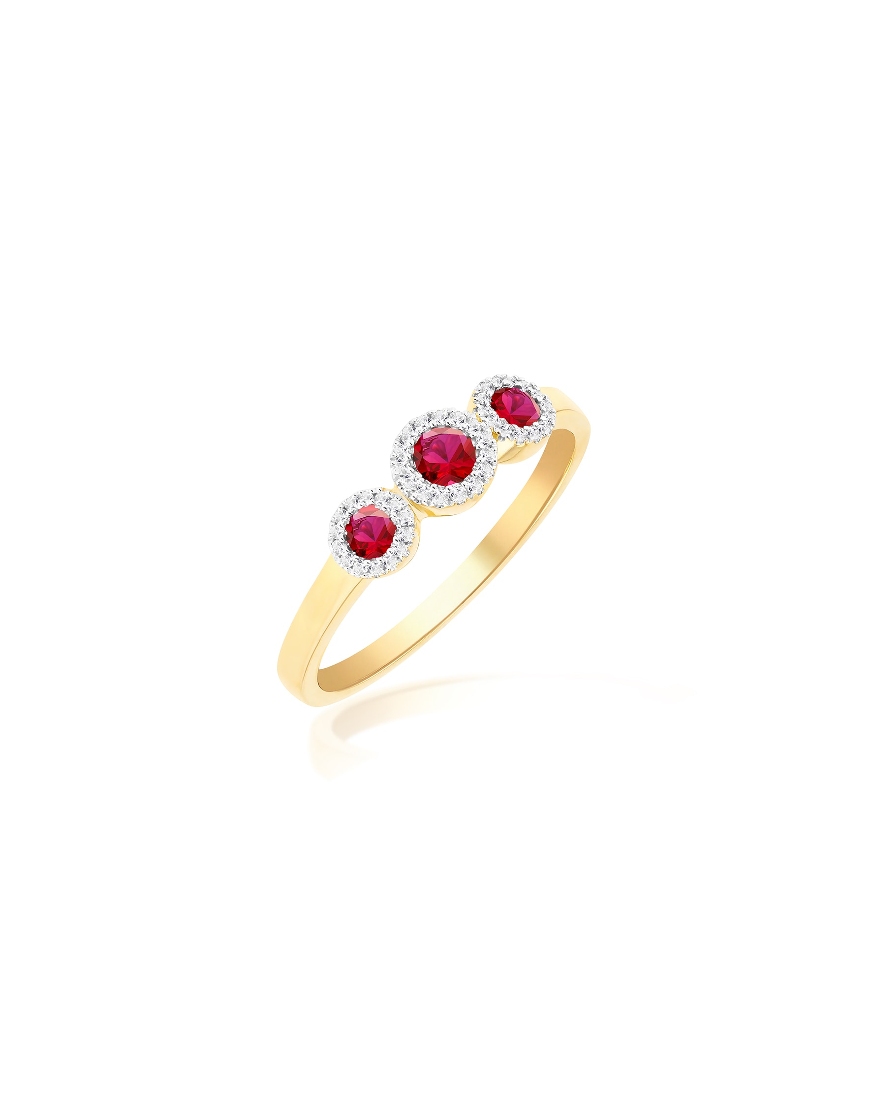 New In - 9ct Yellow Gold Lab Diamond Ruby Ring