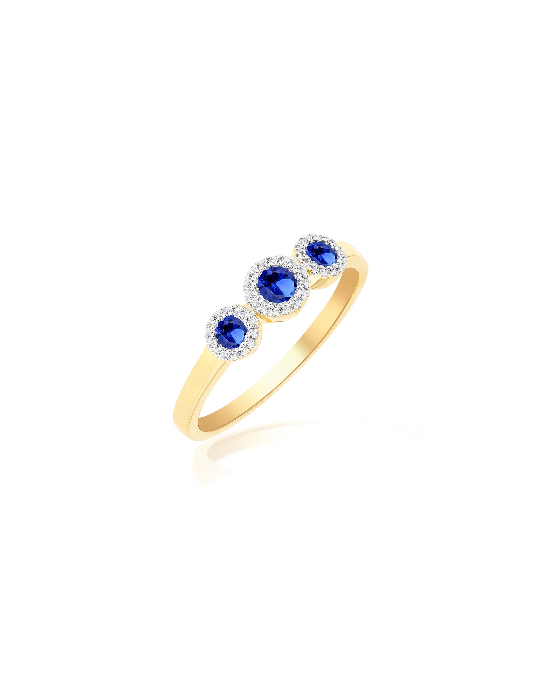 New In - 9ct YellowGold Lab Diamond Sapphire Ring