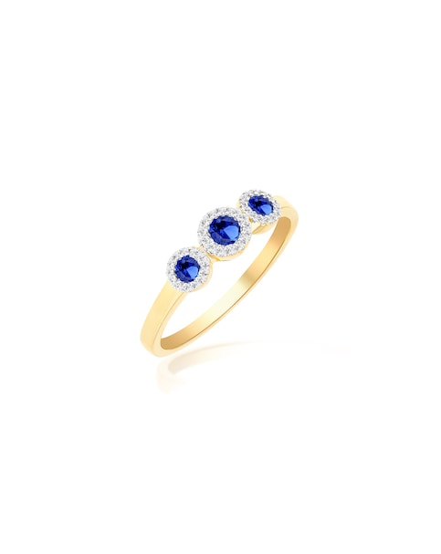 9ct YellowGold Lab Diamond Sapphire Ring