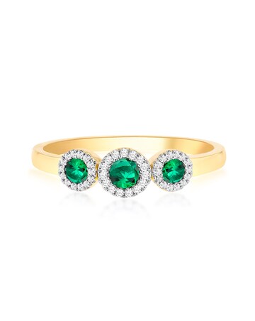 9ct Yellow Gold Lab Diamond Emerald Ring