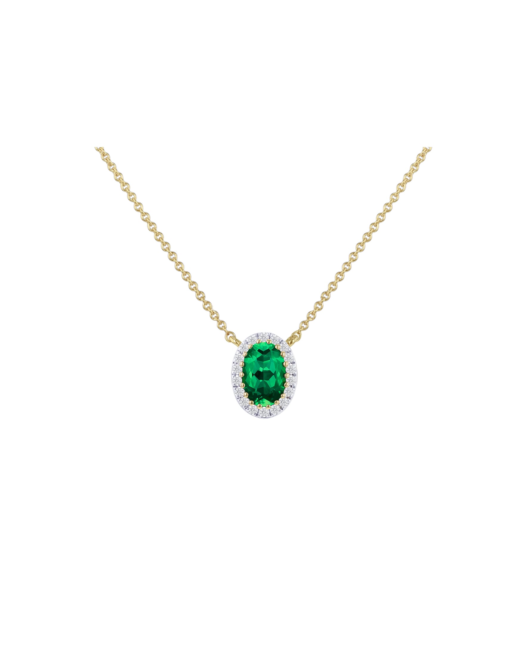 New In - 9ct Yellow Gold Lab Diamond Emerald Nkl