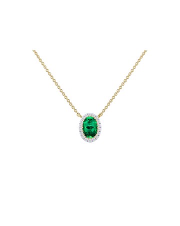 9ct Yellow Gold Lab Diamond Emerald Nkl