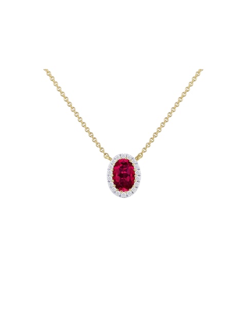 9ct Yellow Gold Lab Diamond Ruby Neclace