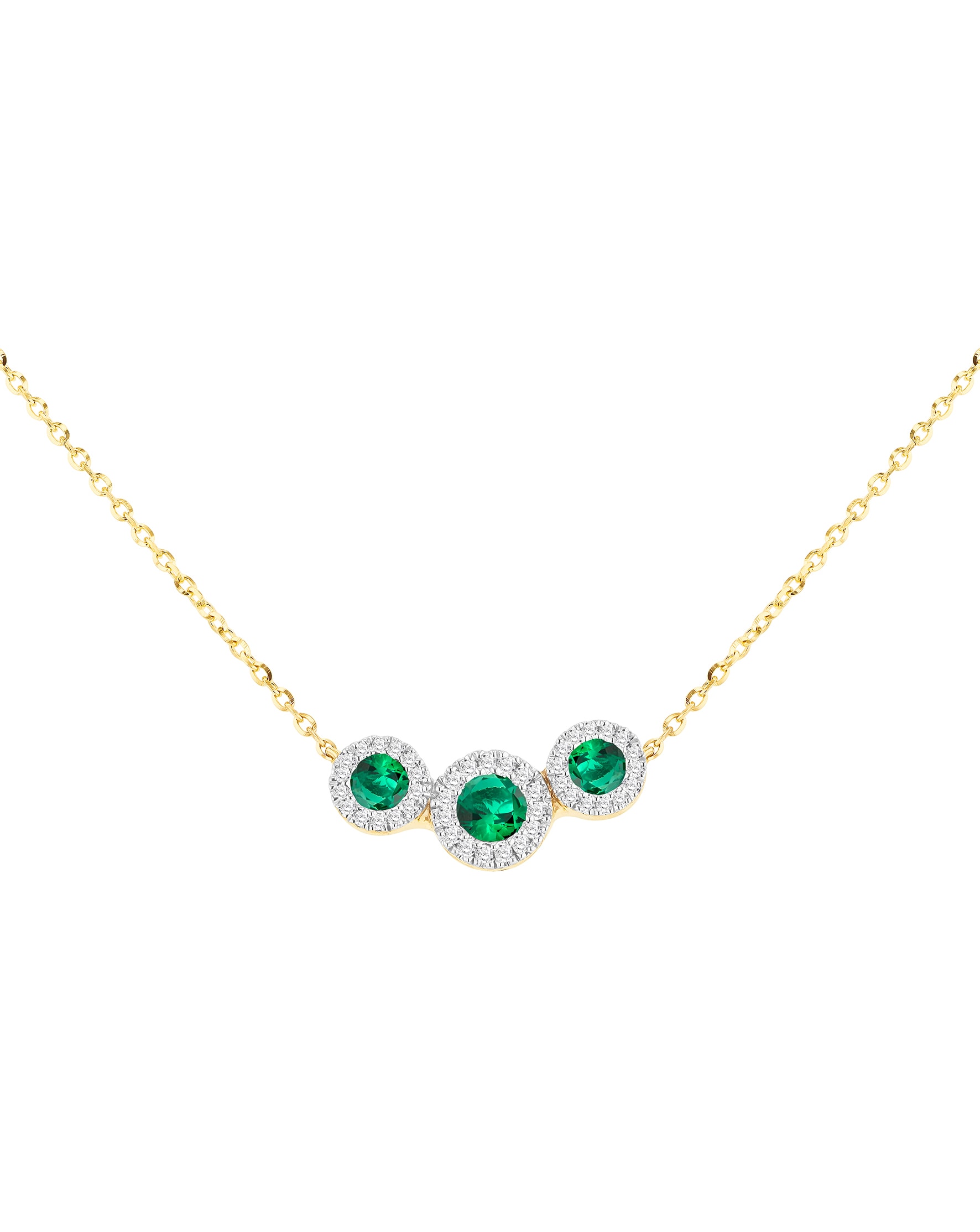 New In - 9ct Yellow Gold Lab Diamond Emerald Nkl