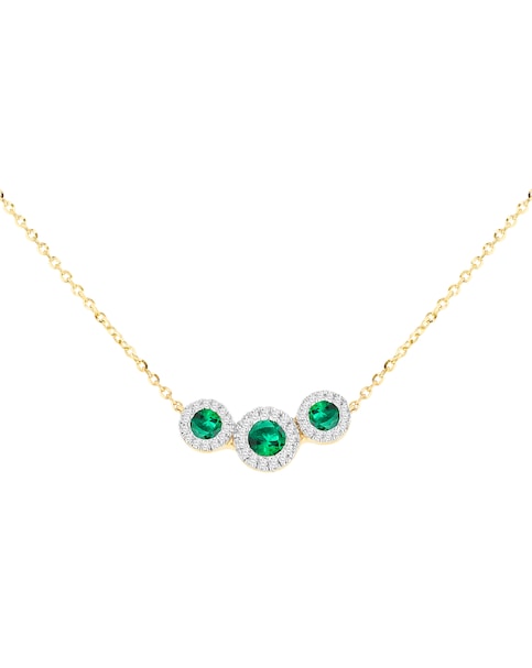 9ct Yellow Gold Lab Diamond Emerald Nkl