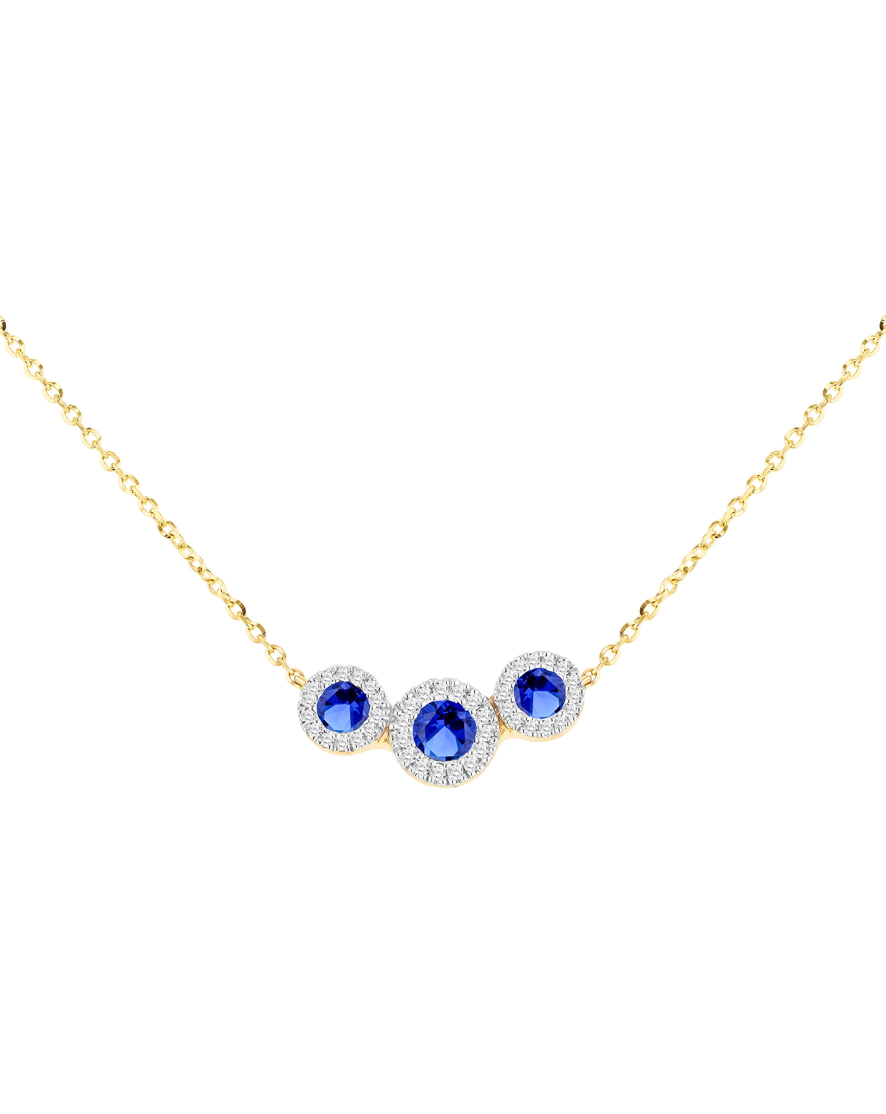 New In - 9ct Yellow Gold Lab Diamond Sapphire Nkl