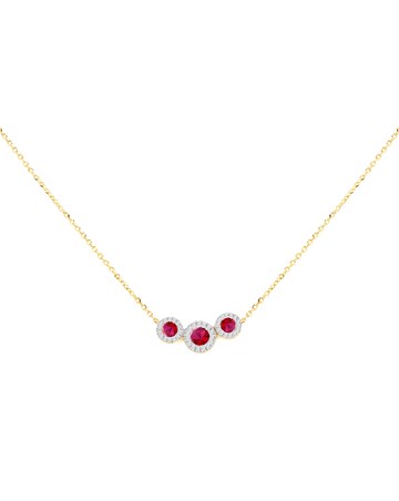 9ct Yellow Gold Lab Diamond Ruby Neclace