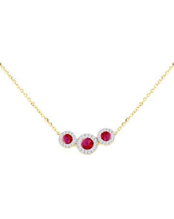 9ct Yellow Gold Lab Diamond Ruby Neclace