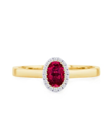9ct Yellow Gold Lab Diamond Ruby Ring