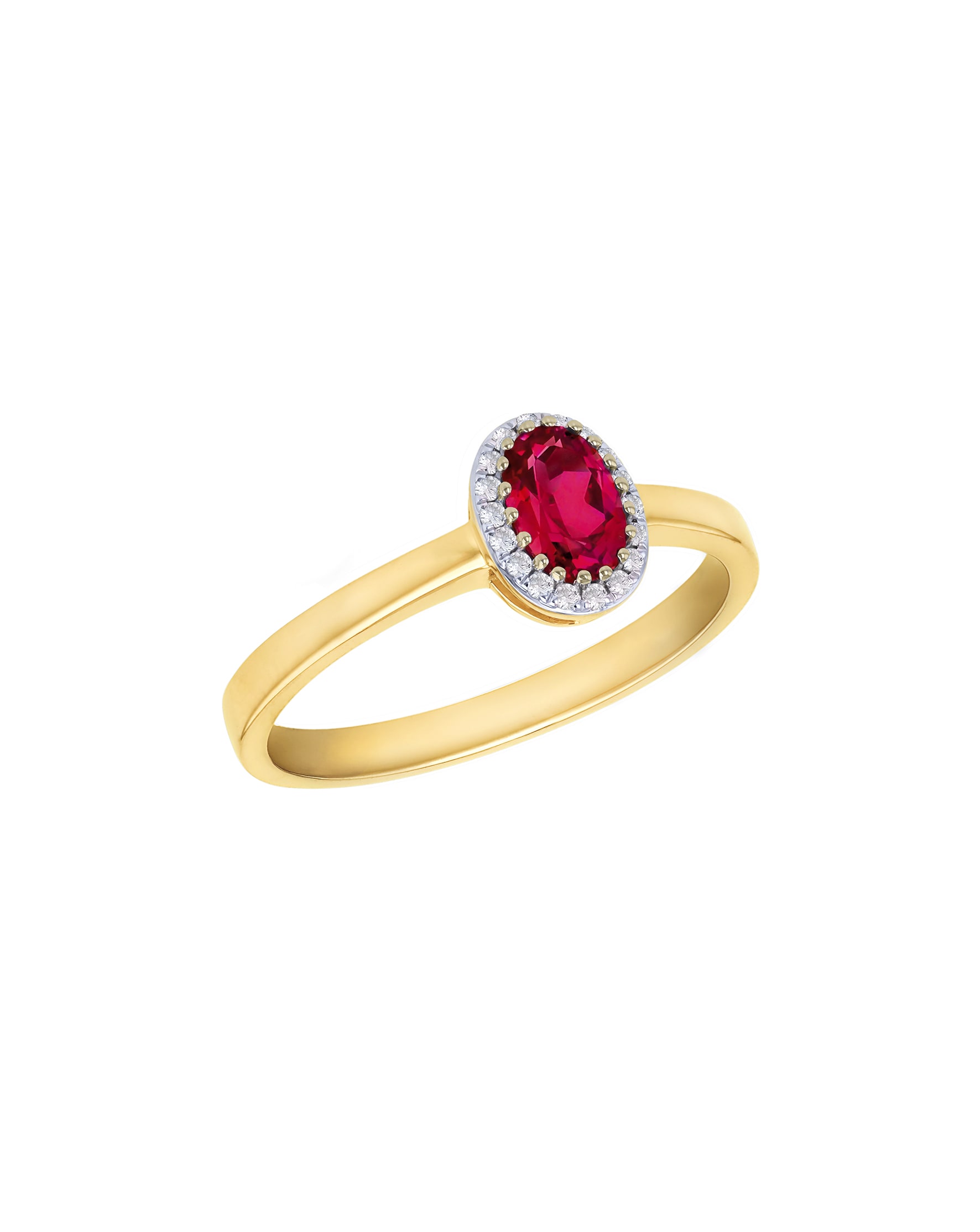 New In - 9ct Yellow Gold Lab Diamond Ruby Ring