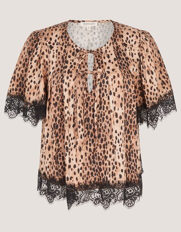 Monsoon Babette Leopard Print Lace Top