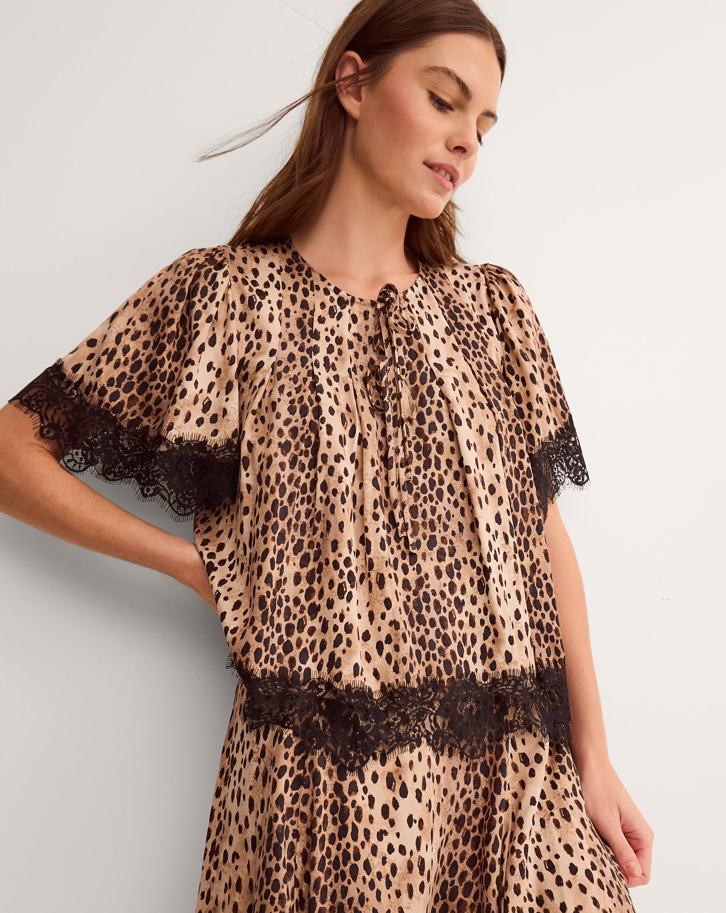 New In - Monsoon Babette Leopard Print Lace Top