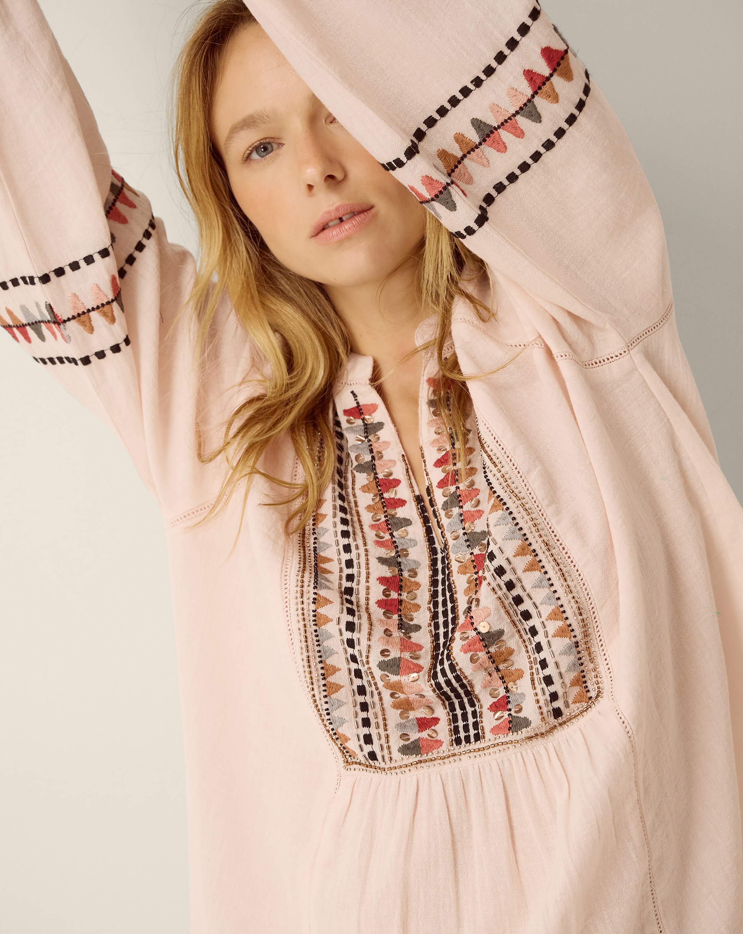 New In - Monsoon Aoife Geometric Embroidered Top