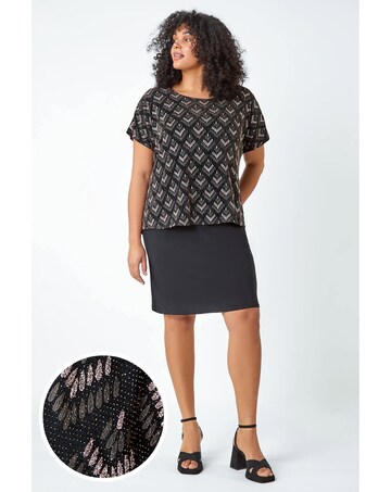 Roman Curve Glitter Stretch Shift Dress