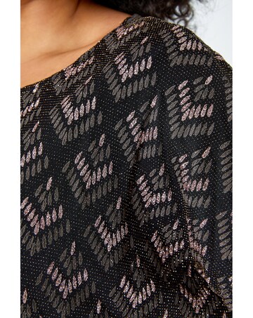Roman Curve Glitter Stretch Shift Dress