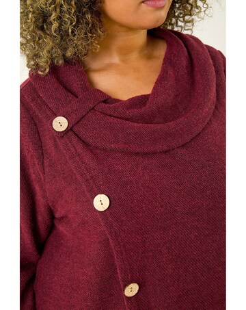 Roman Curve Cowl Neck Button Wrap Top