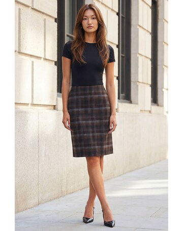 Roman Brushed Check Pencil Skirt