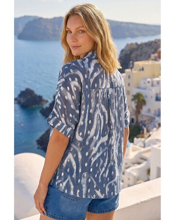 Roman Foil Spot Print Collared Shirt