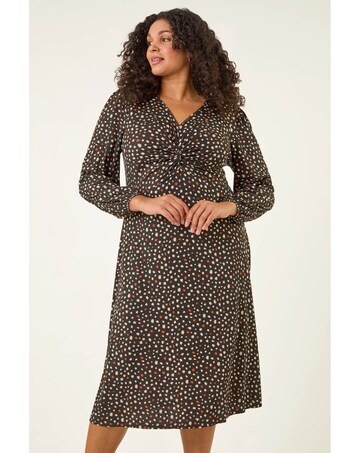Roman Curve Spot Twist Stretch Dress