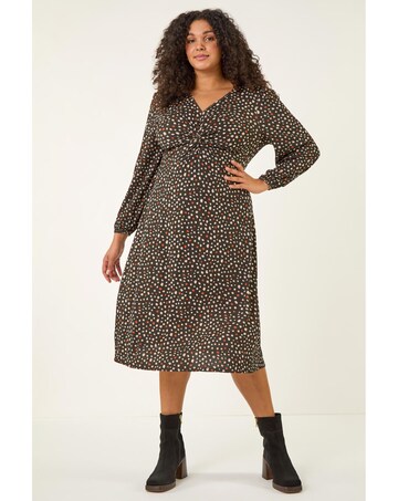 Roman Curve Spot Twist Stretch Dress