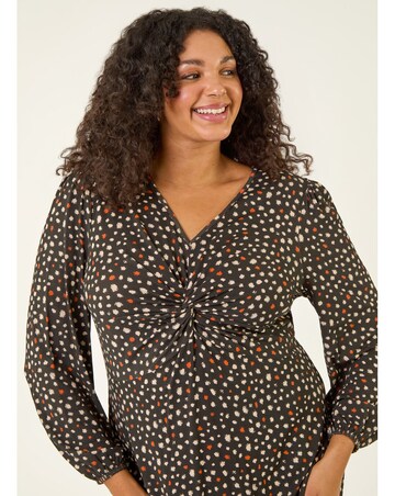 Roman Curve Spot Twist Stretch Dress