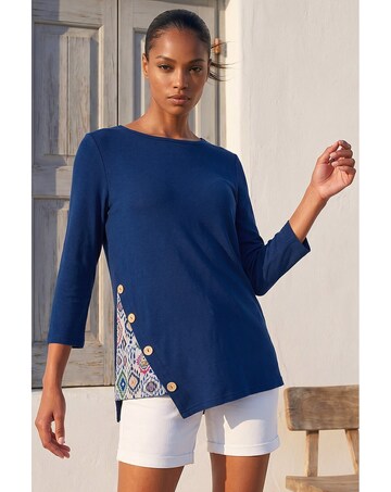 Roman Asymetric Hem Detachable Scarf Top