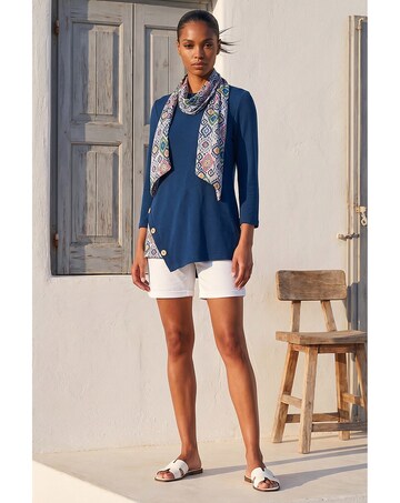 Roman Asymetric Hem Detachable Scarf Top